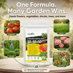 Astevora 10-10-10 granular fertilizer for flowers, vegetables, tomatoes, peppers, and garden beds